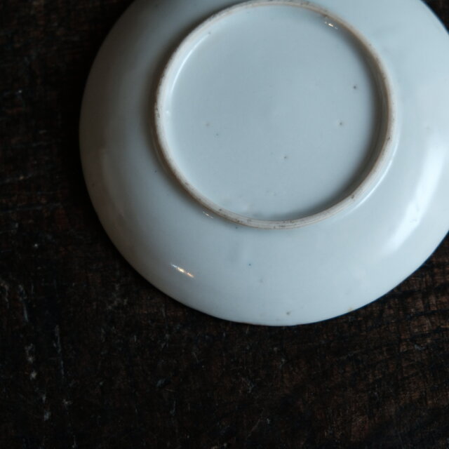 希少な色味◇中国美術なデザイン。時代印判小皿 骨董/antiques 馬 人