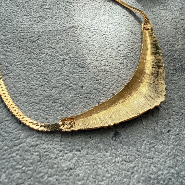 N317-ヴィンテージネックレス U.S.A.1980-90's Green & Gold Choker