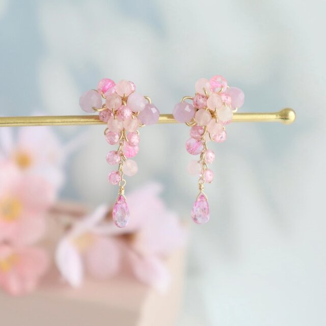 ときめく桜色ピンク 天然石 ピアス/イヤリング | iichi 日々の暮らしを