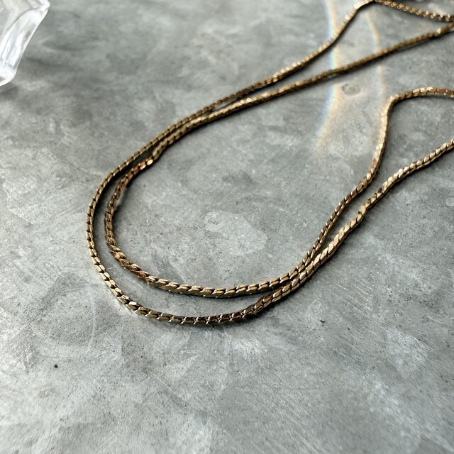 NM62-【 MONET 】モネ・ヴィンテージネックレス PATENT Gold Tone Flat