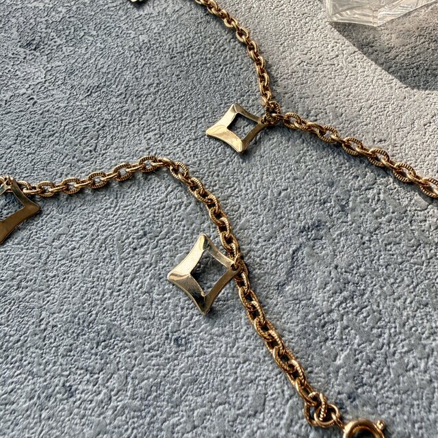 N318-ヴィンテージネックレス U.S.A. Geometric Open Charm Textured