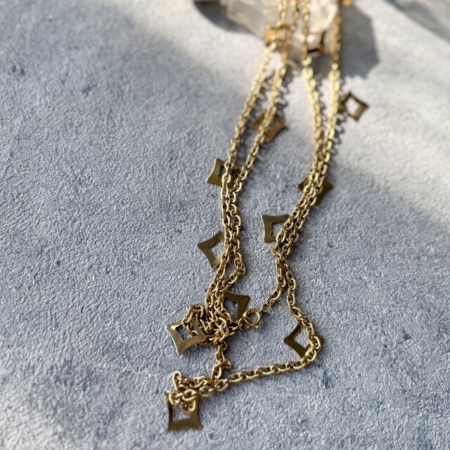 N318-ヴィンテージネックレス U.S.A. Geometric Open Charm Textured