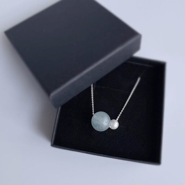 3月の誕生石 水色 11mm up希少な大粒アクアマリン × あこやパール 50cm