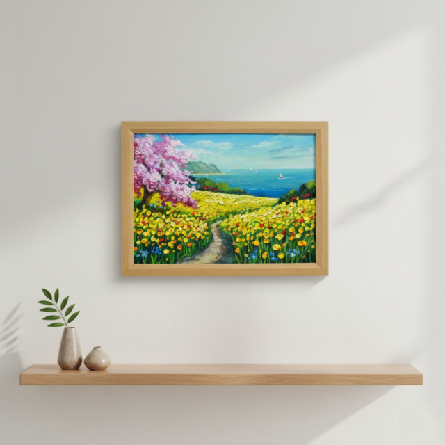 Y. Nozaki 油彩画 春の日 春の油彩画「希望の花咲く春の日」油絵・一点物・原画 | iichi 日々の