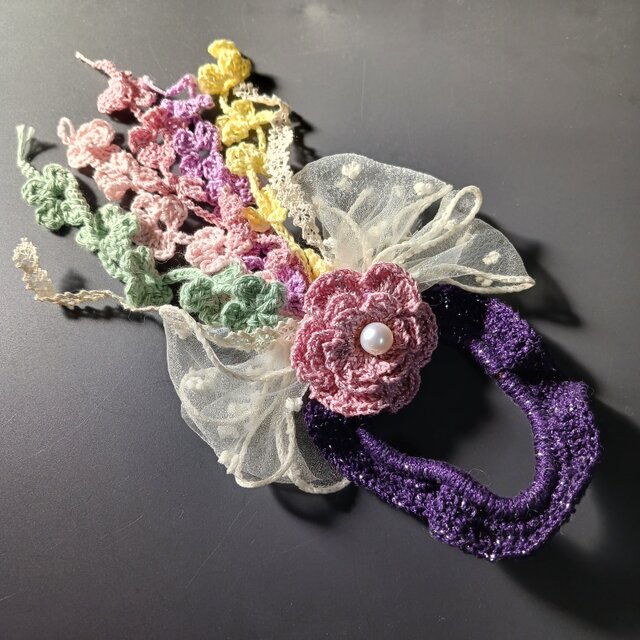 ムラサキのかんざし風シュシュのコピー | iichi 日々の暮らしを