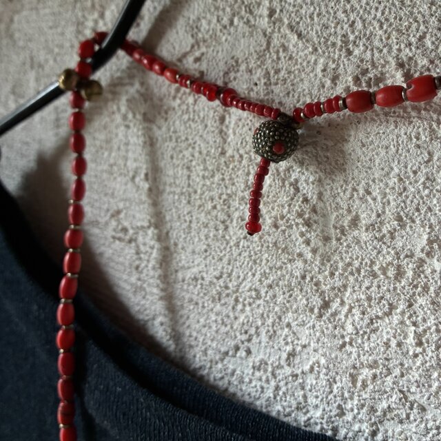 古のとらいばるなネックレス。@ナガ族伝世のシェルパコーラル＋