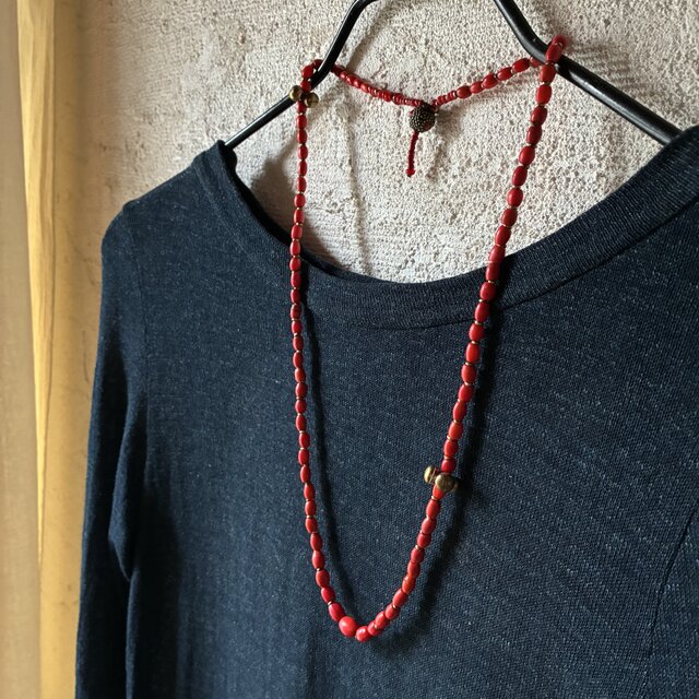 古のとらいばるなネックレス。@ナガ族伝世のシェルパコーラル＋