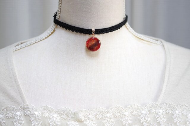 受注製作】レジンアート ラウンドモチーフとタティングレースと