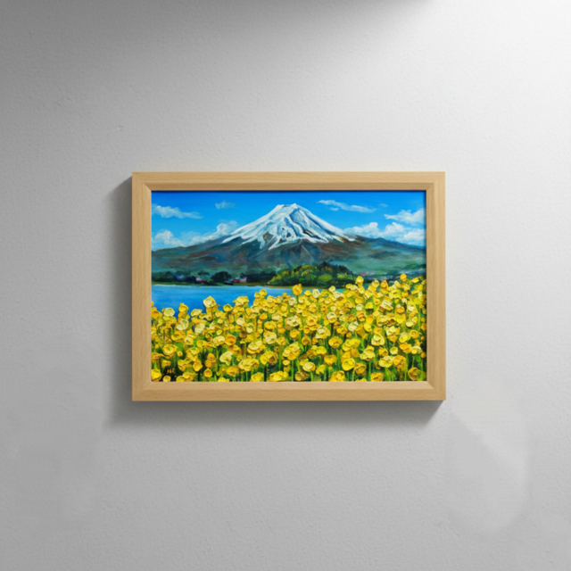 油絵】春の息吹と、悠久の富士｜富士山 絵画 インテリア 油彩画 原画