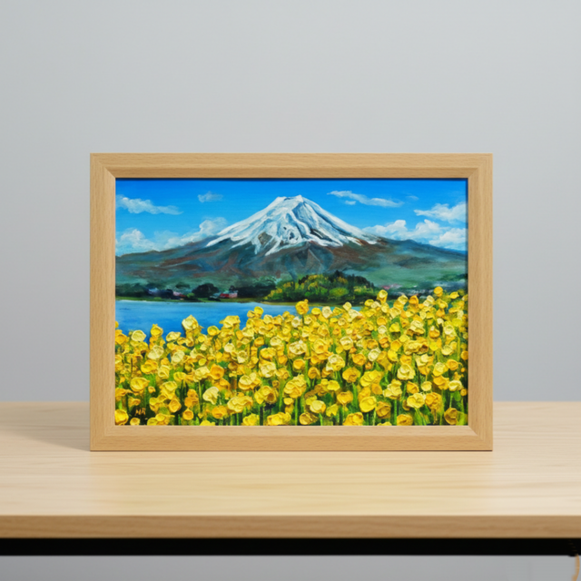 油絵】春の息吹と、悠久の富士｜富士山 絵画 インテリア 油彩画 原画