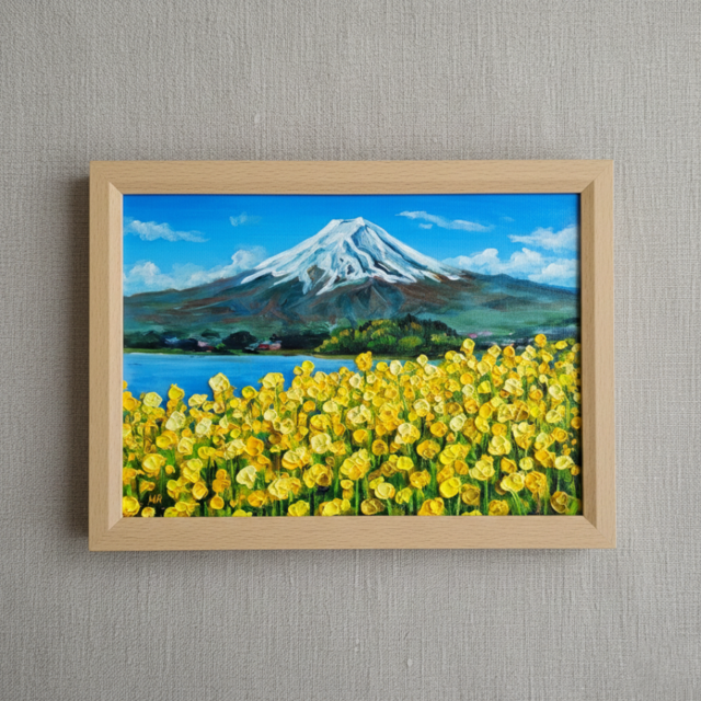油絵】春の息吹と、悠久の富士｜富士山 絵画 インテリア 油彩画 原画