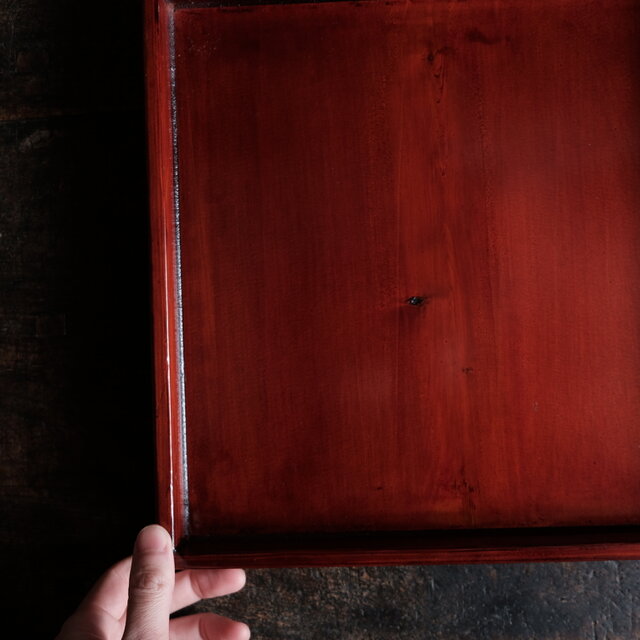 深く美しい色味◇伊勢漆器 胡桃足膳 角盆 古物 古民家 骨董・antiques