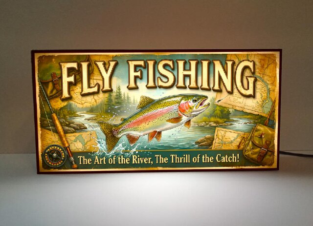 オーダー無料】フライフッシング レインボー 虹鱒 渓流釣り レトロ