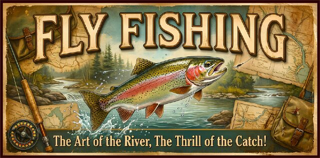 オーダー無料】フライフッシング レインボー 虹鱒 渓流釣り レトロ