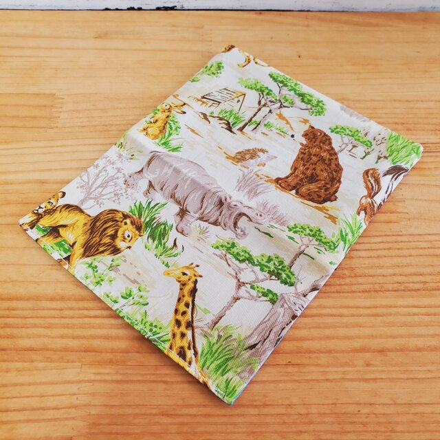 ポケット付きのポケットティッシュケース サバンナ柄×ストライプ