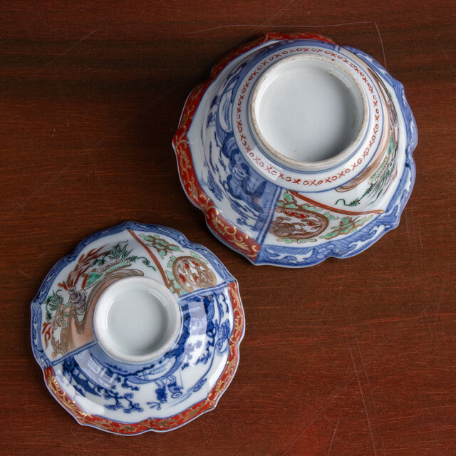 古伊万里 金襴手山水流水文 輪花蓋茶碗 明治時代 E2201A | iichi 日々