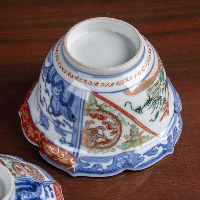 古伊万里 金襴手山水流水文 輪花蓋茶碗 明治時代 E2201A | iichi 日々