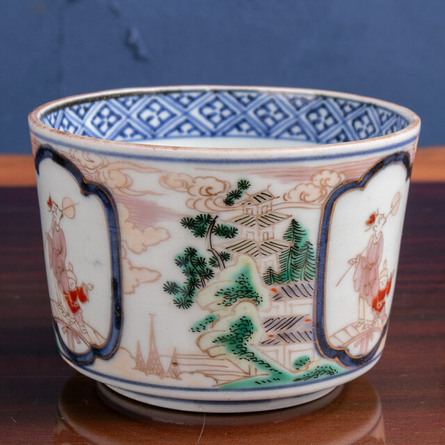 古伊万里 染錦 楼閣山水人物図 大向付 蕎麦猪口 明治時代 | iichi 日々
