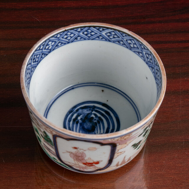 古伊万里 染錦 楼閣山水人物図 大向付 蕎麦猪口 明治時代 | iichi 日々