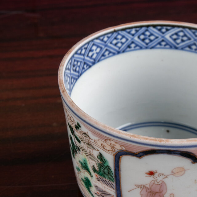 古伊万里 染錦 楼閣山水人物図 大向付 蕎麦猪口 明治時代 | iichi 日々