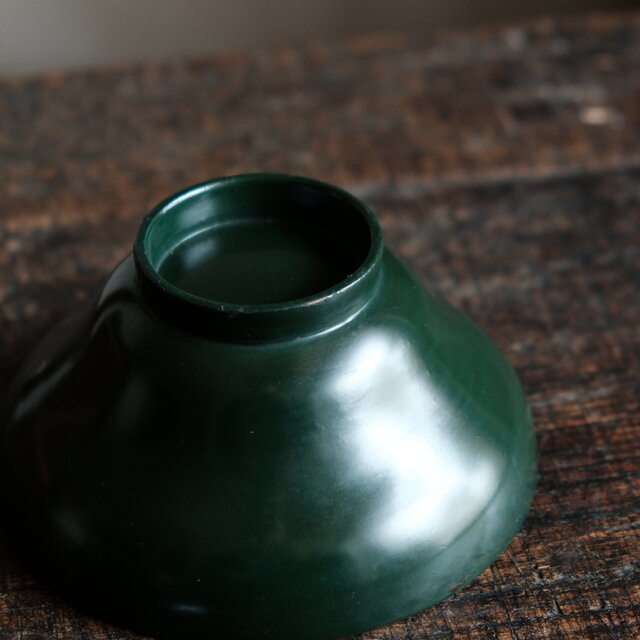 梅と鳥◇深緑で素敵。時代物 漆芸蒔絵蓋付椀 古漆器 骨董・antiques