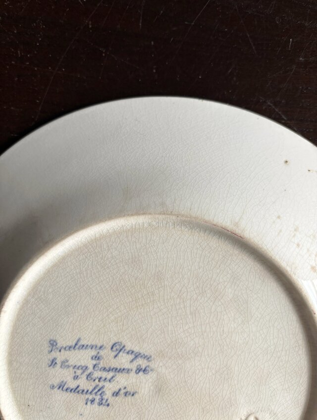 Creil クレイユ 平皿 植物柄 20.5cm フランス アンティーク b 0502341