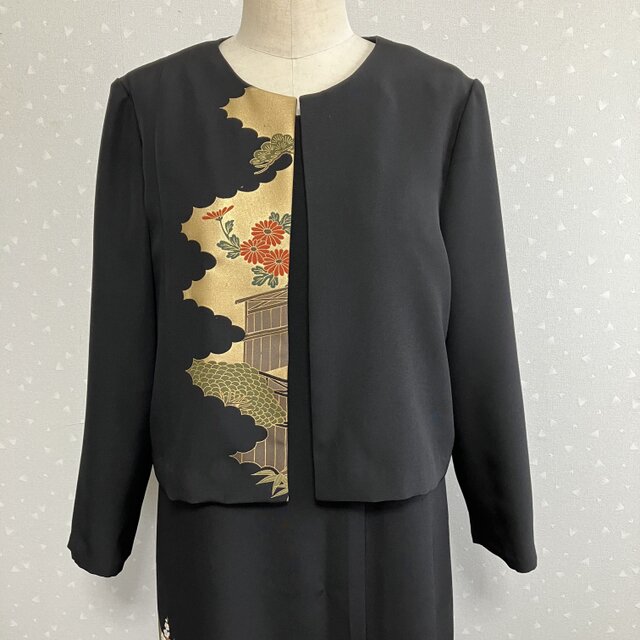 No.172ノースリーブワンピースとジャケット13号L〜L L留袖着物リメイク