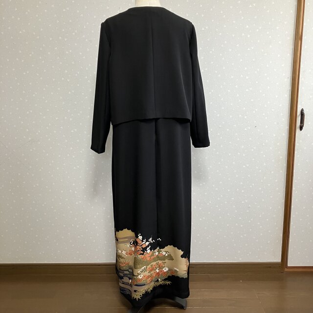 No.172ノースリーブワンピースとジャケット13号L〜L L留袖着物リメイク