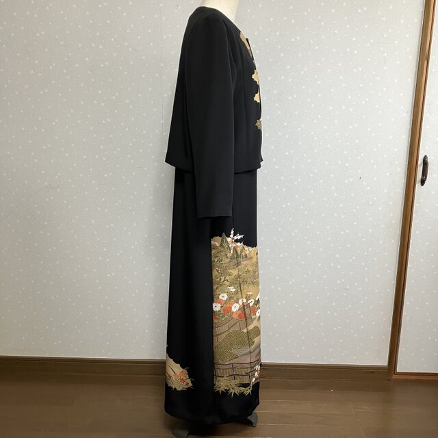 No.172ノースリーブワンピースとジャケット13号L〜L L留袖着物リメイク