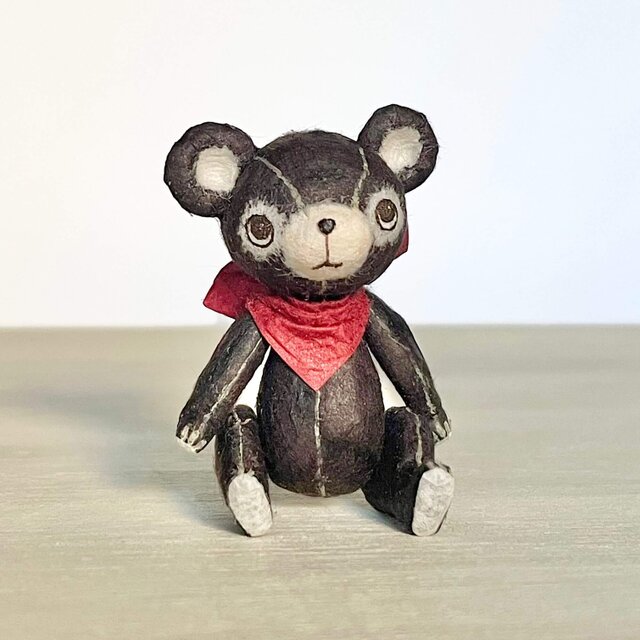 身長5cmのミニチュアテディベア(和紙で作った小さなくまのお人形