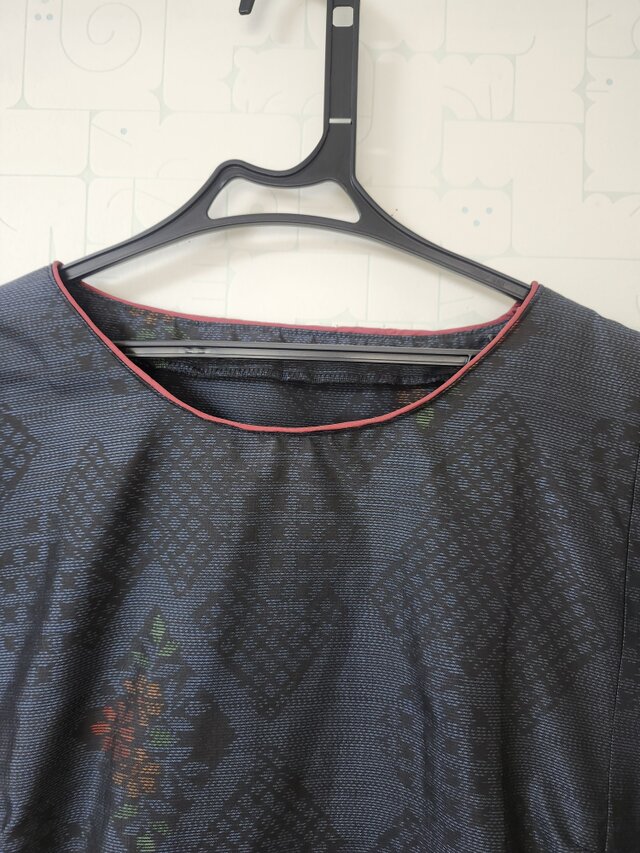 大島紬リメイク コードパイピング 襟なしワンピース | iichi 日々の