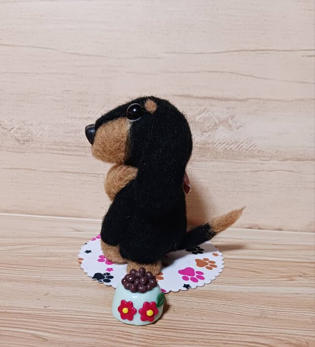羊毛フェルト ダックスフンド 餌ください上目が可愛い | iichi 日々の