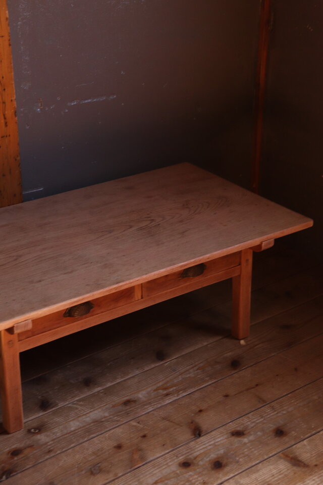 №125 木製文机 座机 作業机 アンティーク家具 テーブル 古道具 55512