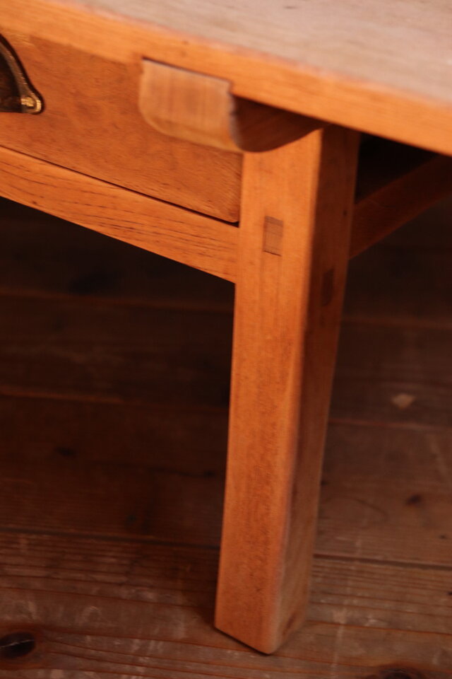 №125 木製文机 座机 作業机 アンティーク家具 テーブル 古道具 55512