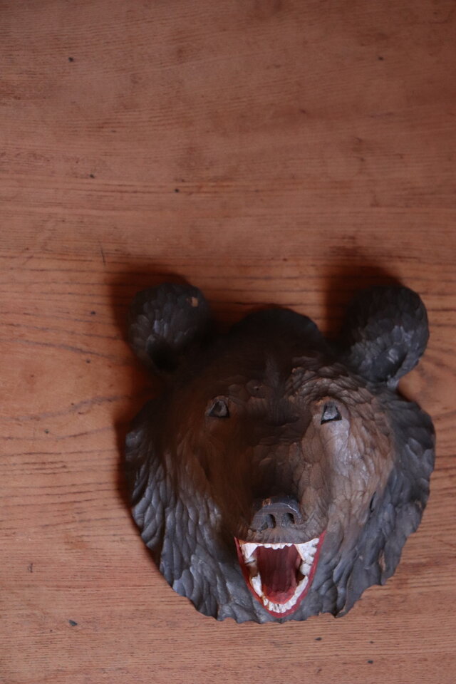 №124 木彫り熊 壁掛 壁飾り インテリア 古道具 工芸品 | iichi 日々の