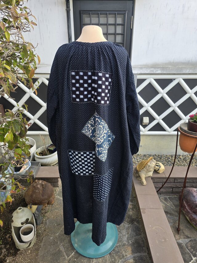 着物リメイク 手作り 蚊絣、絣パッチワーク ワンピース | iichi 日々の