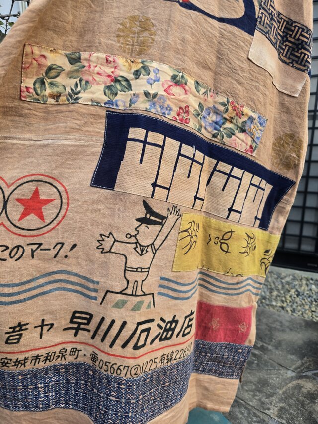 着物リメイク ハンドメイド 柿渋染め パッチワーク ワンピース | iichi