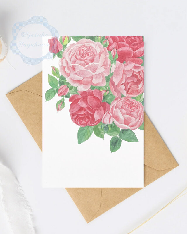 薔薇の花のイラストポストカード 10 枚セット | iichi 日々の暮らしを
