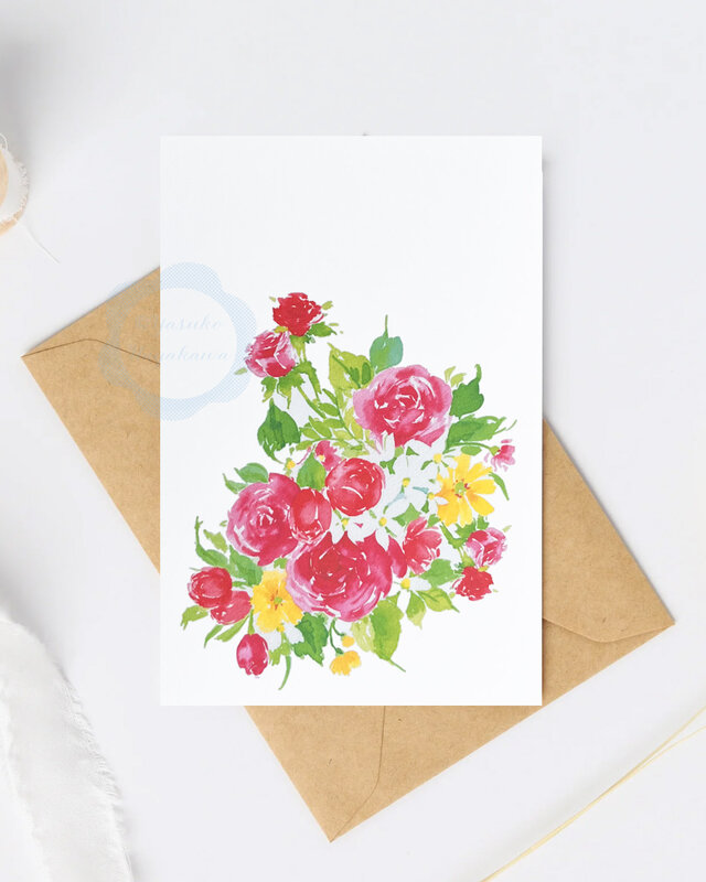 薔薇の花のイラストポストカード 10 枚セット | iichi 日々の暮らしを