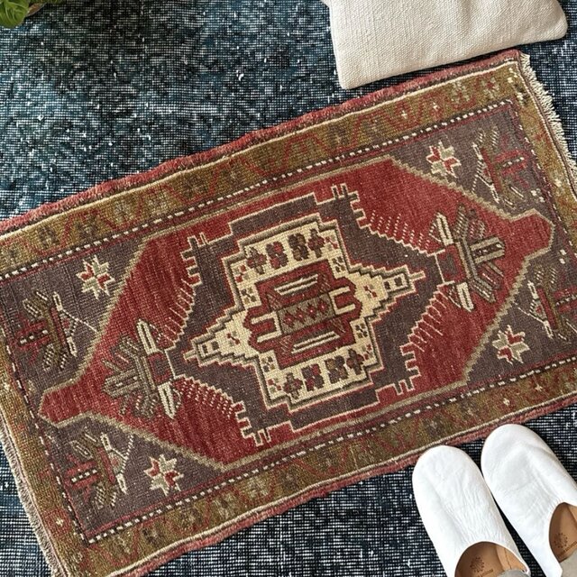 52×89 アースカラー 小さめメダリオン アンティークカラー トルコ