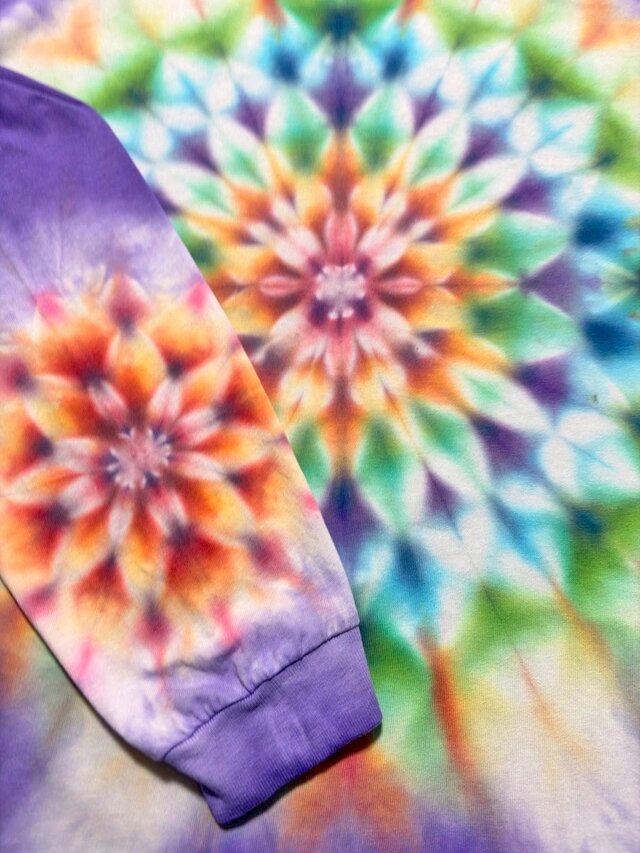タイダイ 長袖 Tシャツ XXLサイズ 曼荼羅 パープル HIPPIES DYE新作