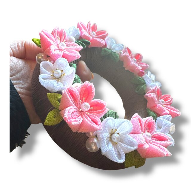 春シリーズ第1弾】一点もの｜つまみ細工 桜リース｜ひな祭り・入学祝い