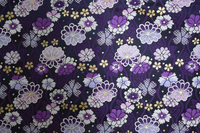 菊文様 帆布ギターストラップ（紫）京都金襴 | iichi 日々の暮らしを