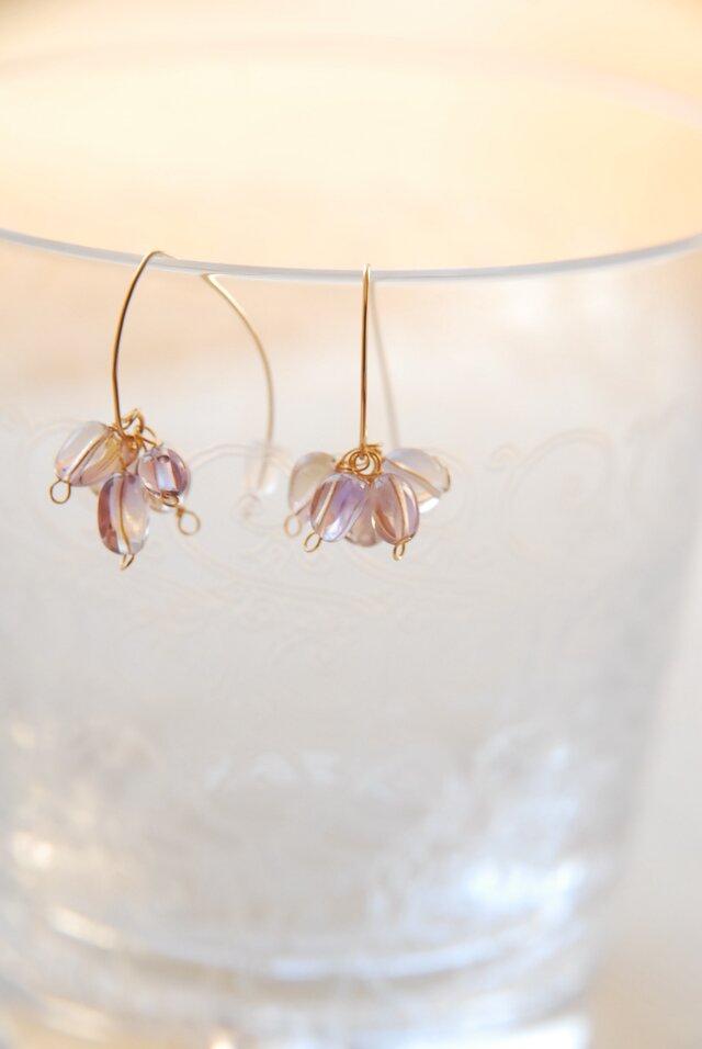 アメトリン5粒のマーキスフックのピアス 14kgf | iichi 日々の