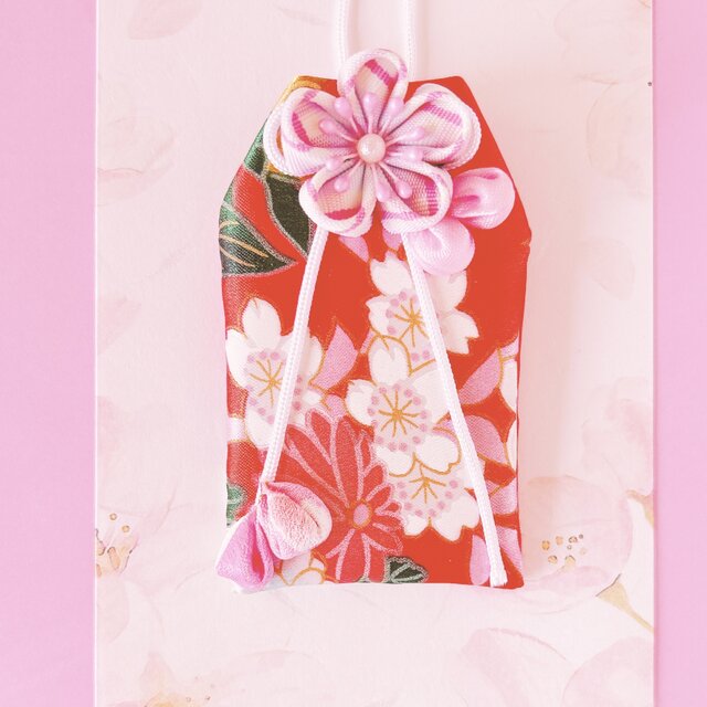 桜の希望｜桜のお守り袋（手縫い・つまみ細工・縁起物／元巫女が