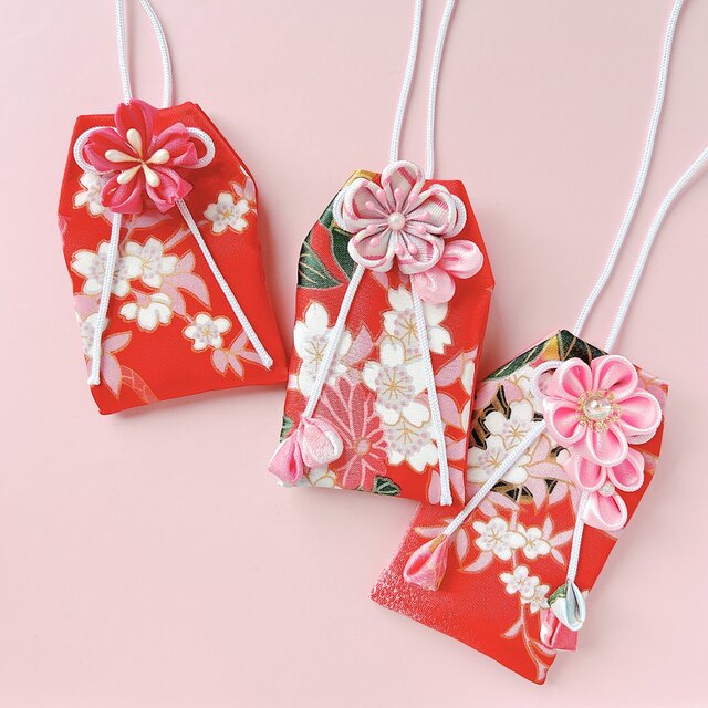 桜の希望｜桜のお守り袋（手縫い・つまみ細工・縁起物／元巫女が