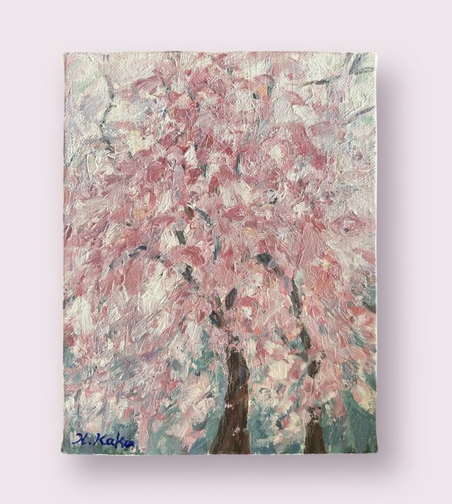 桜咲く(油絵、原画、0号、キャンバス、額なし) | iichi 日々の暮らしを