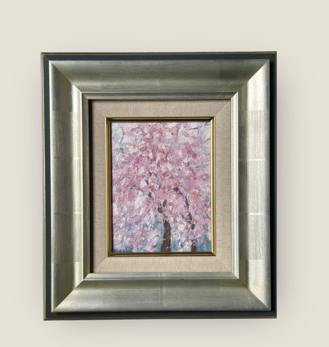 桜咲く(油絵、原画、0号、キャンバス、額なし) | iichi 日々の暮らしを