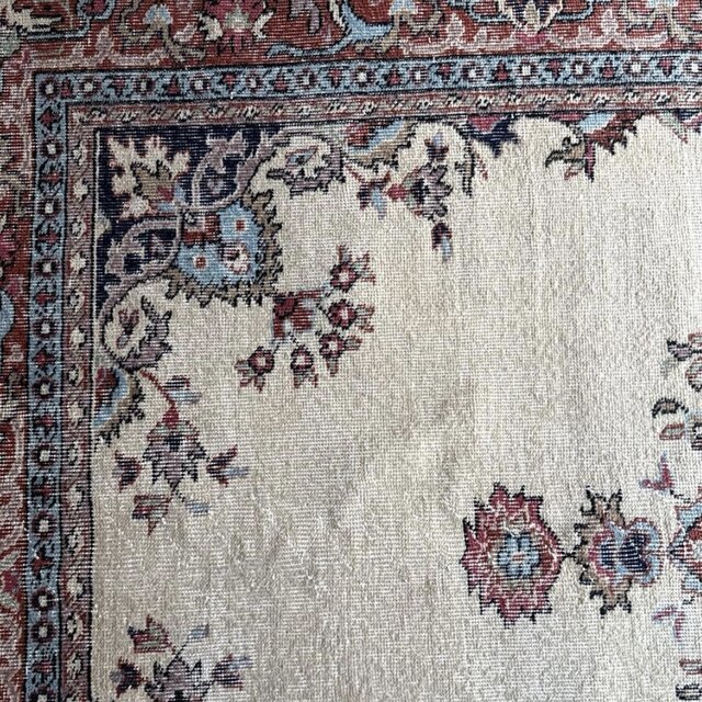 大判130×241 オフホワイト×ブラウンレッド×水色 トルコヴィンテージ