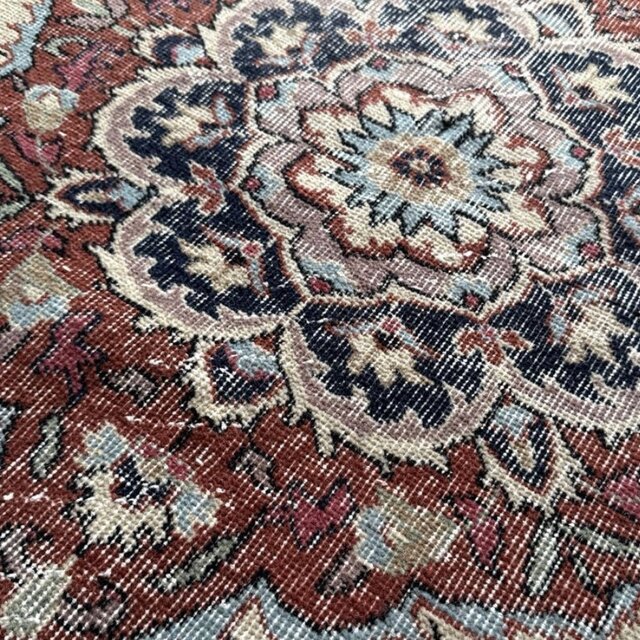 大判130×241 オフホワイト×ブラウンレッド×水色 トルコヴィンテージ